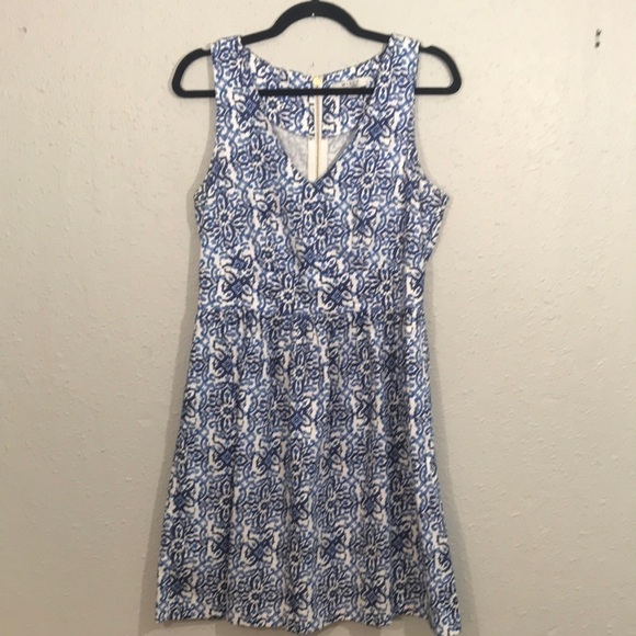Milly for Design Nation Blue Floral Print Sleeveless        V-Neck Dress size 10 - Picture 1 of 9